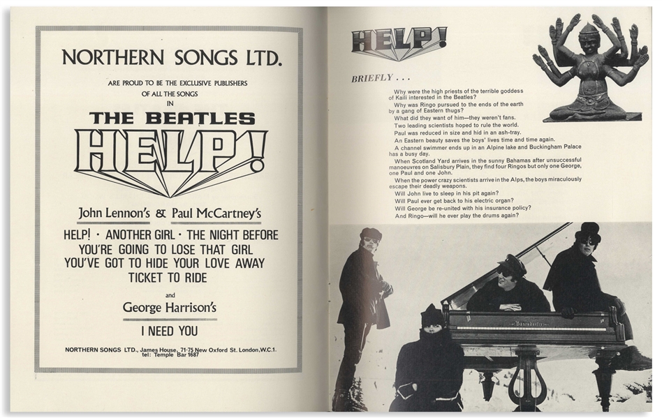 Program to the Royal World Premiere of the 1965 Beatles Film ''Help!'' Where The Beatles Were in Attendance